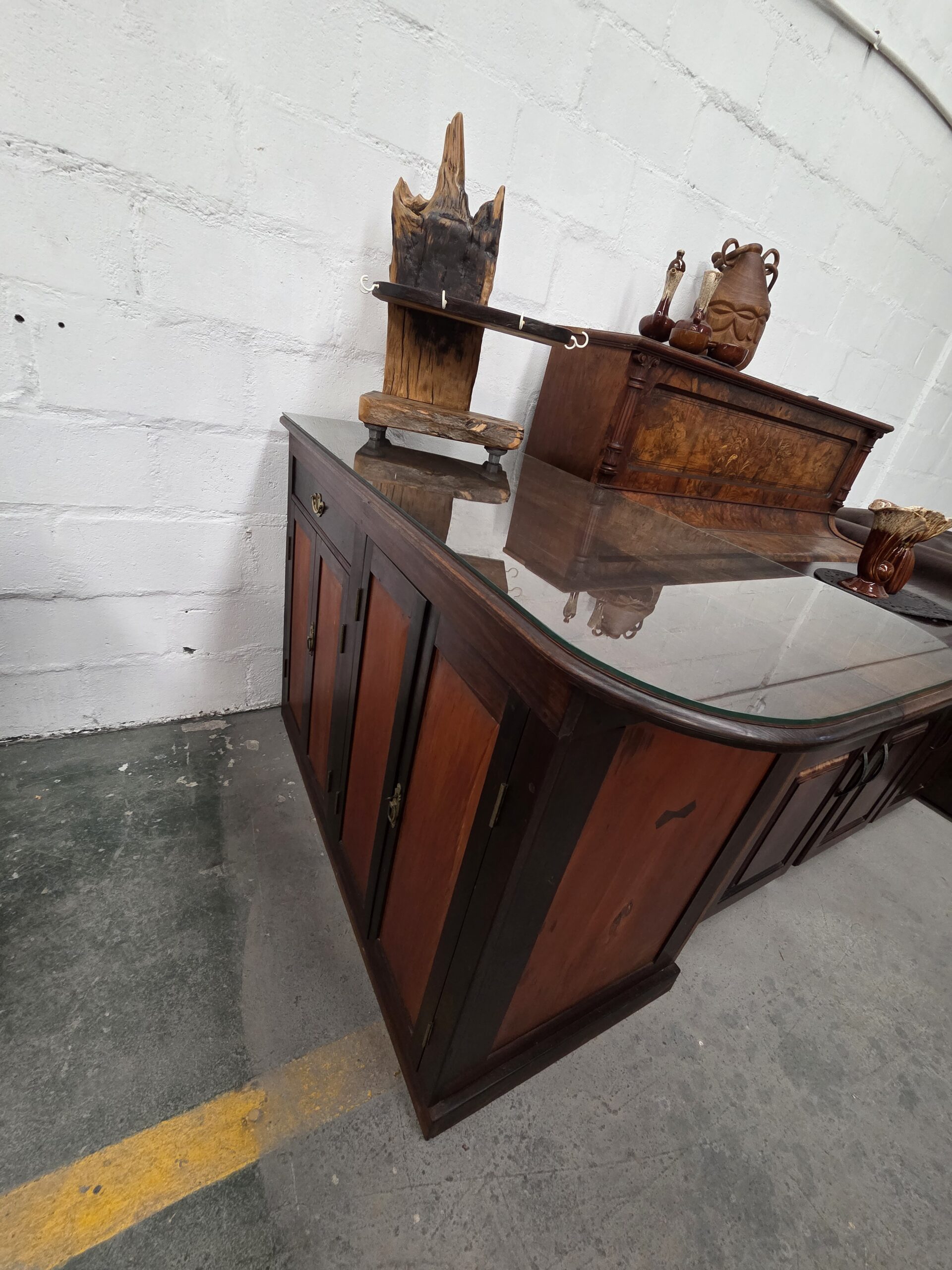 Custom Hardwood Sideboard / Drinks Cabinet (with Glass Top)