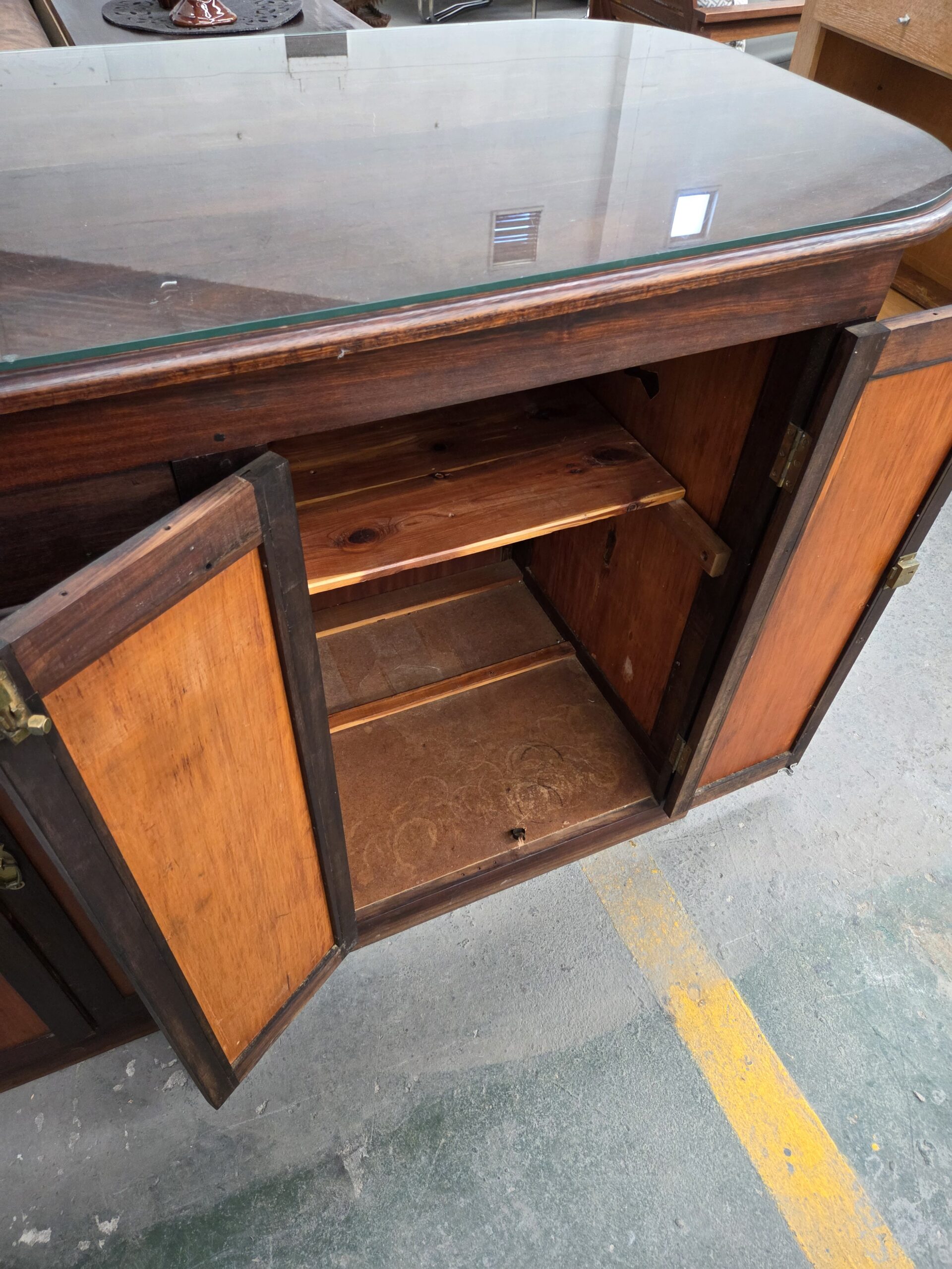 Custom Hardwood Sideboard / Drinks Cabinet (with Glass Top) - Image 3