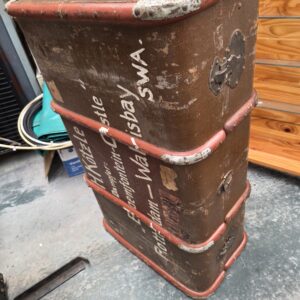 Antique Travel Trunk – Marked “Isabel, SWA” – Vintage Storage Chest