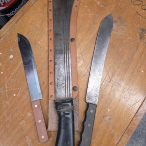 Machete with Sheath + 2 Utility / Kitchen Knives (Mixed Lot)