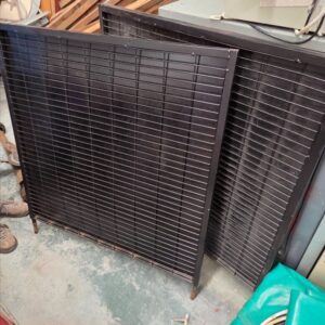 2 × BLACK STEEL DISPLAY GRID STANDS