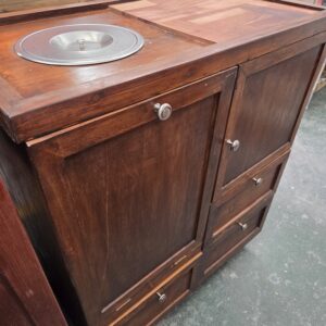 Solid Wood Server / Side Cabinet with Built-in Dustbin – Multi-Function Storage Unit