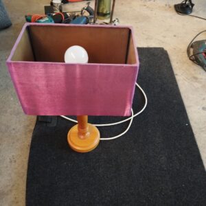Modern Wooden Base Table Lamp with Purple Fabric Shade