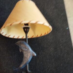 Dolphin Table Lamp with Fabric Shade – Coastal / Beach House Décor