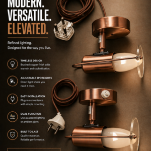 Pair Adjustable Copper Wall Lights – Plug-in - great quick flips potential