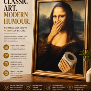 Funny Mona Lisa Bathroom Picture – Framed