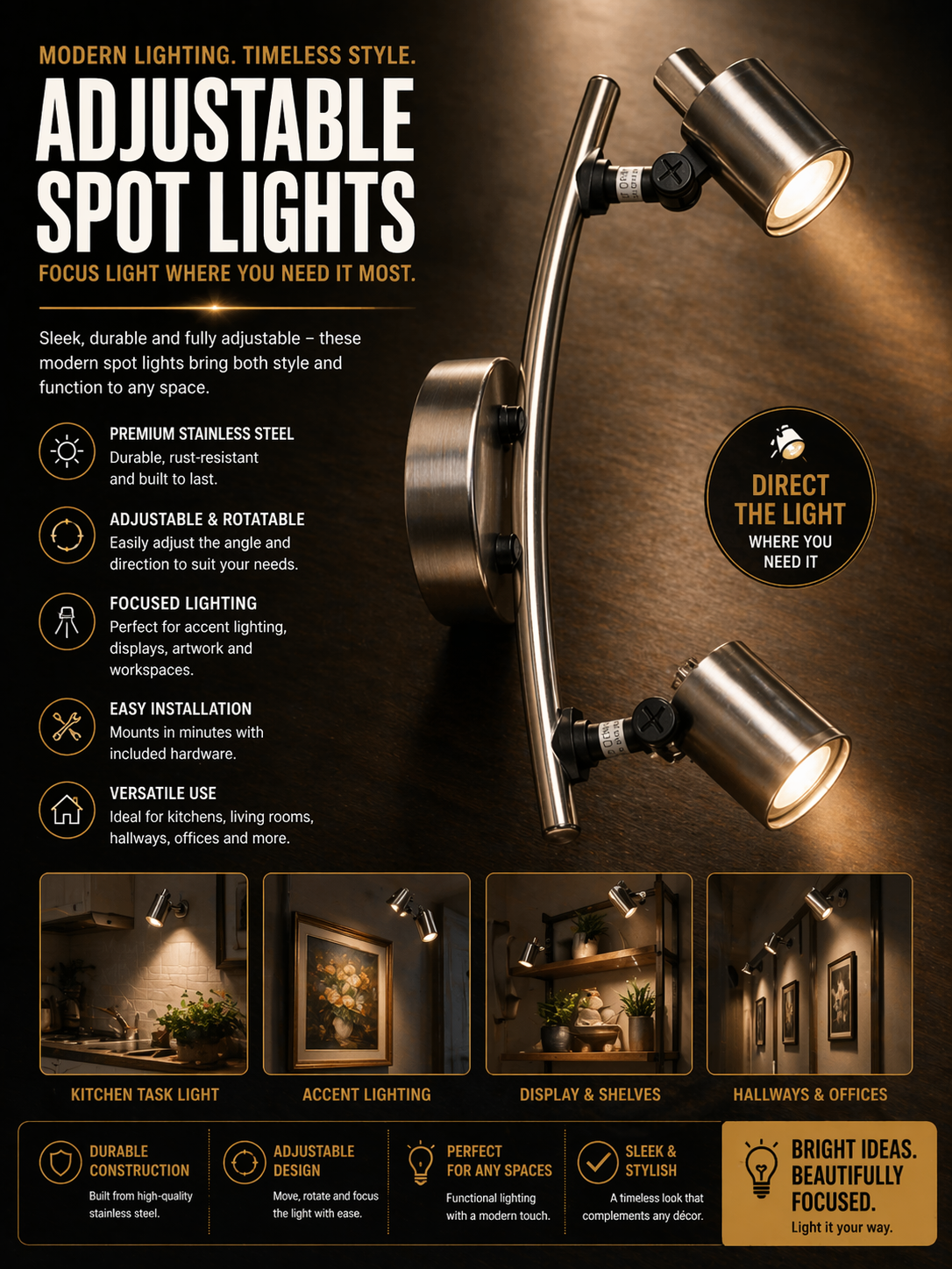 Adjustable Double Spot Light