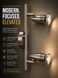 Modern Adjustable Double Spot Light – Stainless Steel