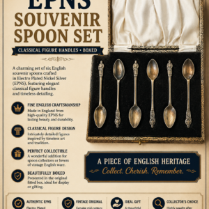 Vintage English EPNS Souvenir Spoon Set – Classical Figure Handles – Boxed