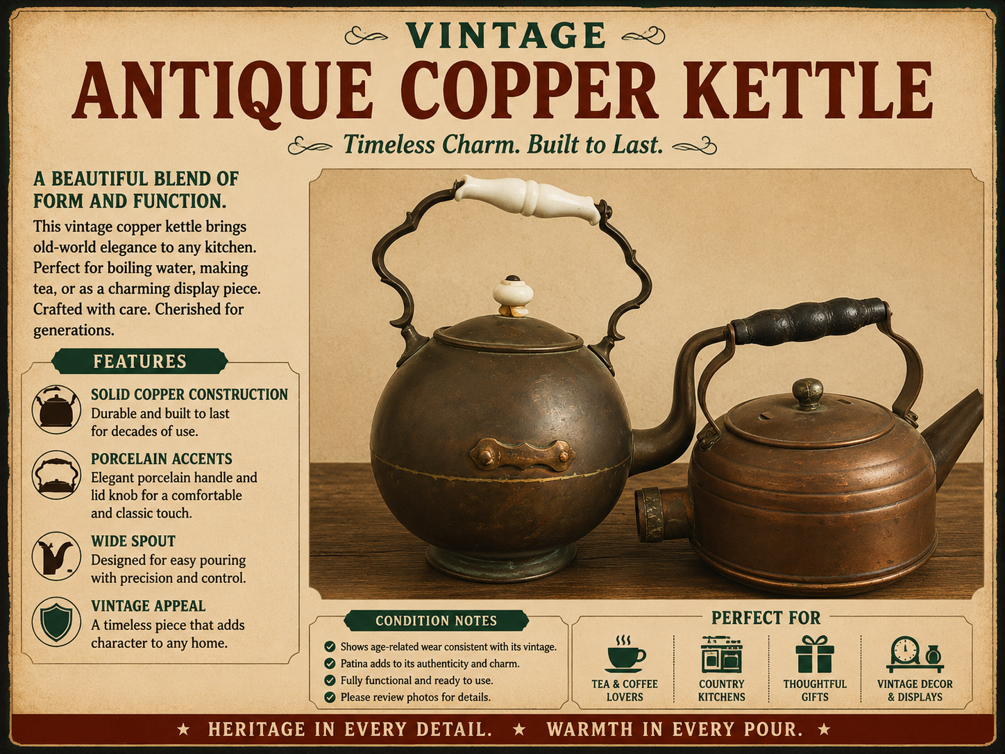 Pair of vintage kettles