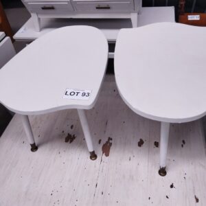 Pair of Mid-Century Modern White Kidney-Shaped Side / Coffee Tables