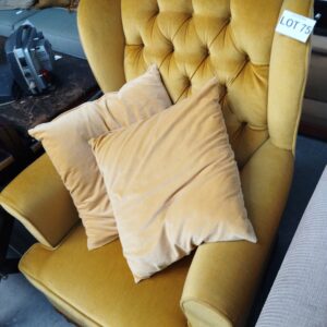 Classic Mustard Tufted Wingback Lounge Armchair (Rocking) with Scatter Cushions