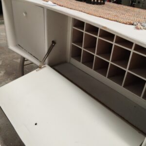 Modern White Home Bar Cabinet with Bottle & Wine Rack Storage
