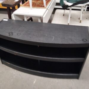 Modern Black Curved TV Stand & Entertainment Console with Open Shelving