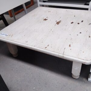 Rustic White Farmhouse Coffee Table with Turned Legs