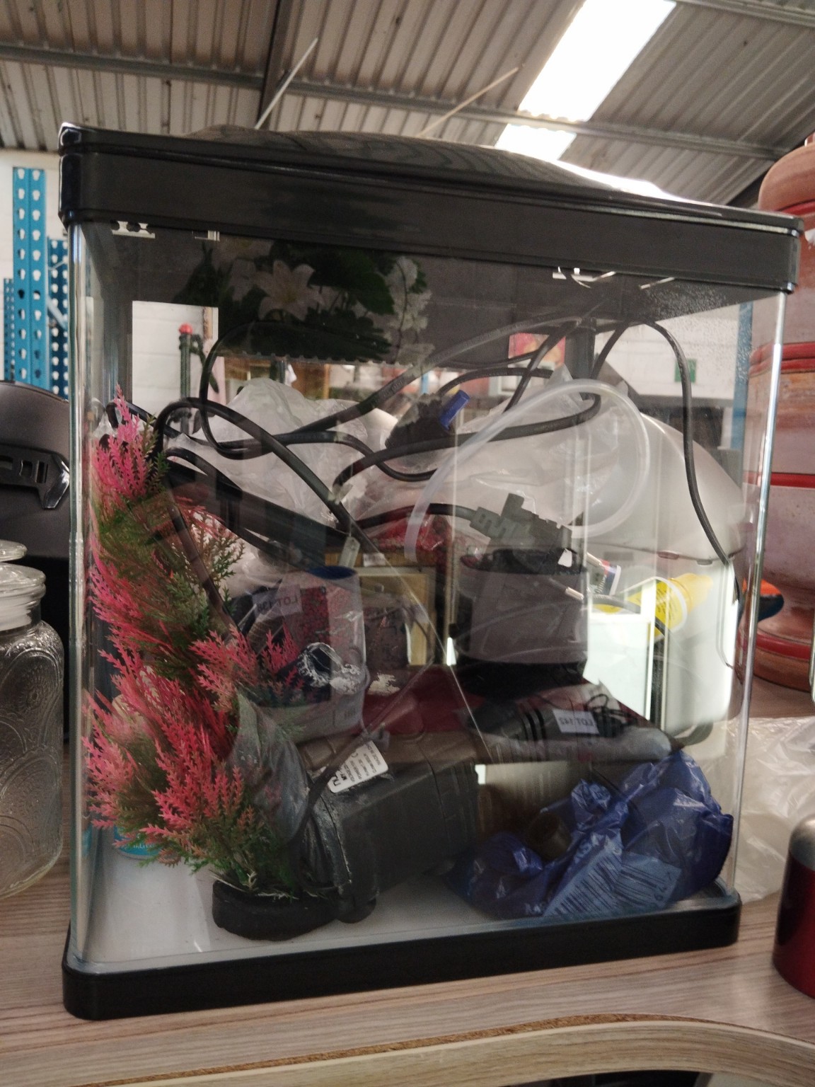 Complete Glass Aquarium Fish Tank Setup with Filter, Pump, Accessories & Artificial Plants