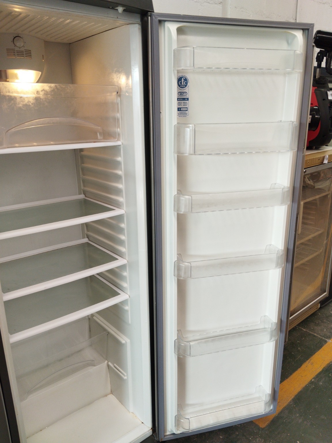 DEFY L350 343L METALLIC UPRIGHT LARDER FRIDGE - Image 2