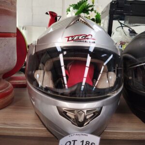 Vega Full Face Motorcycle Helmet with Clear Visor – Silver