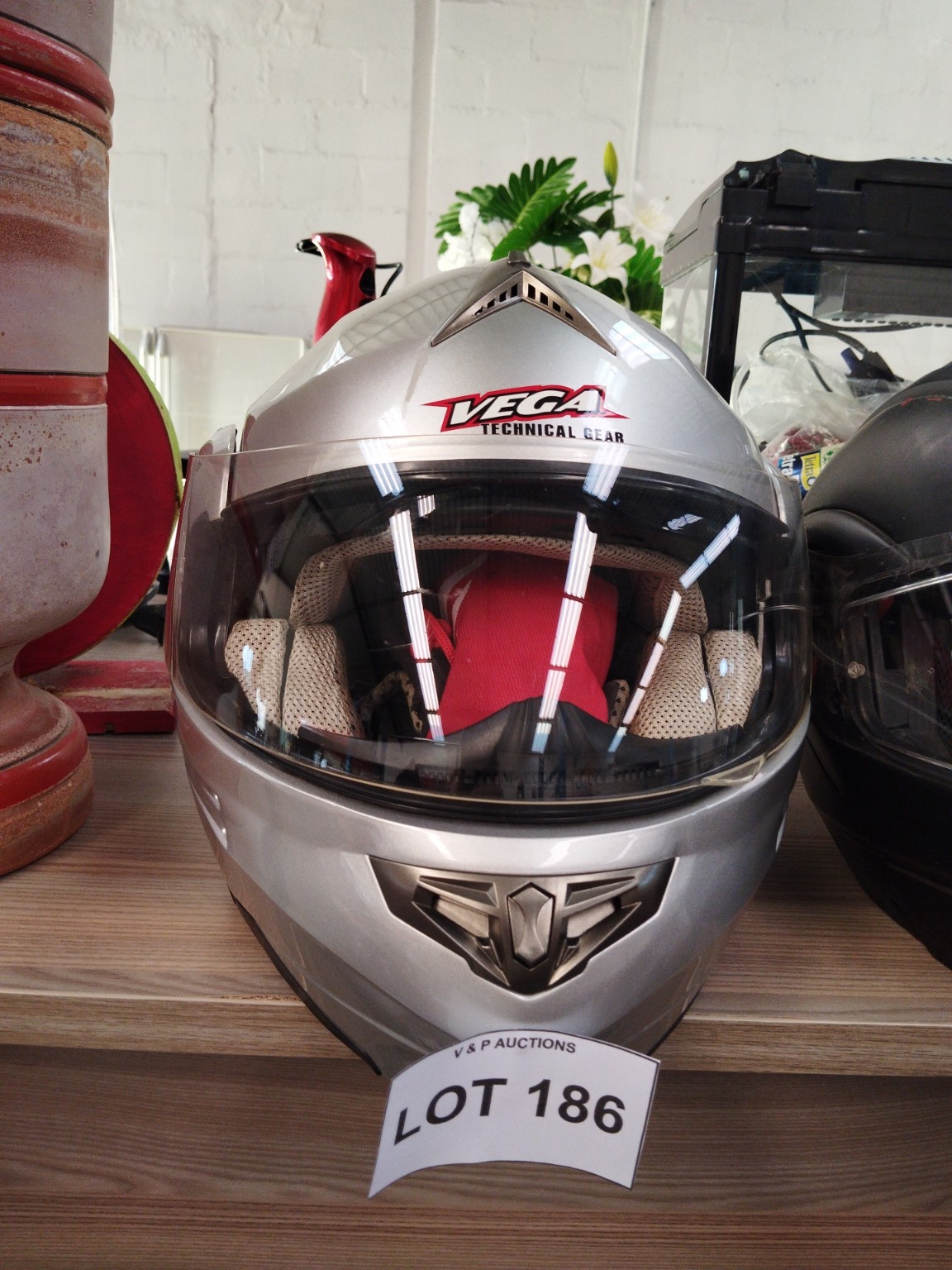 Vega Full Face Motorcycle Helmet with Clear Visor – Silver
