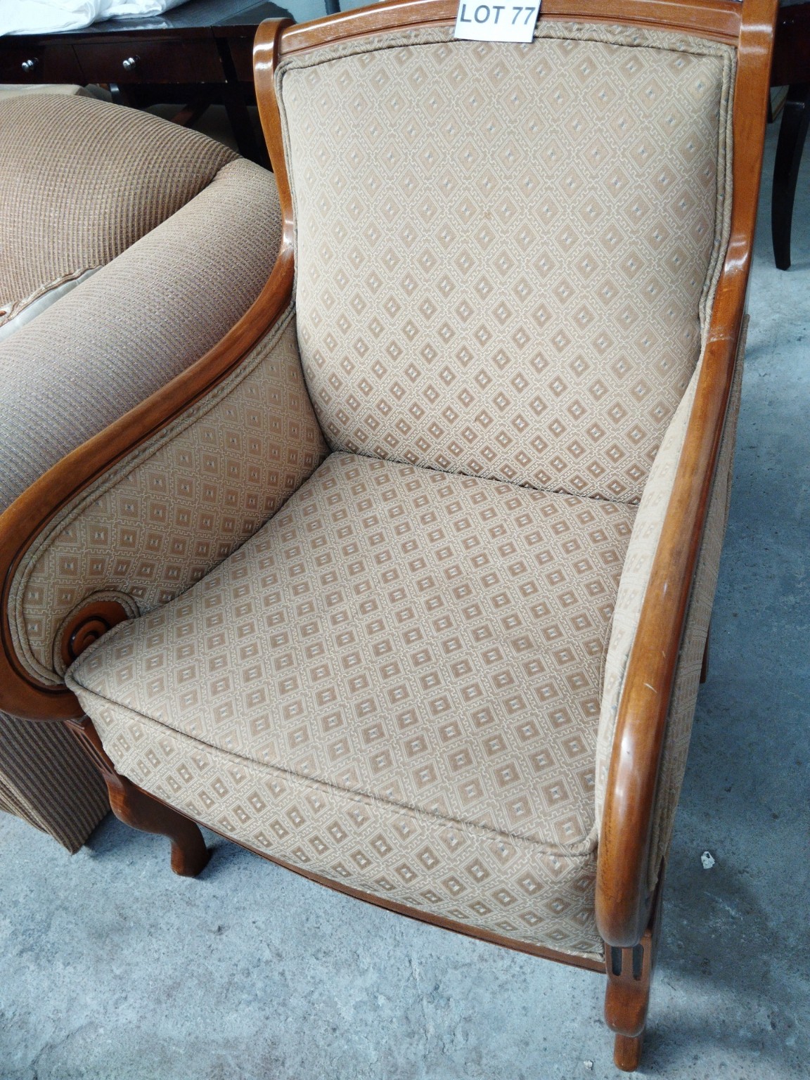 Classic Upholstered Scroll Arm Accent Chair with Solid Wood Frame - Image 3