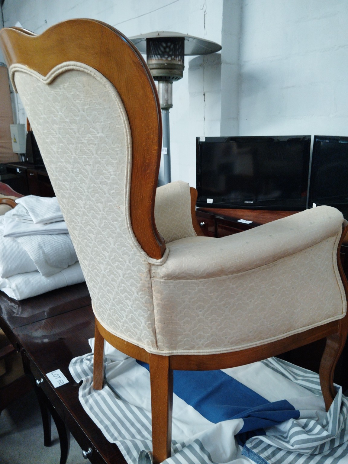 1 OF 2 Matching Classic Upholstered Wingback Armchair with Solid Wood Frame – High-Back Occasional Chair - Image 2