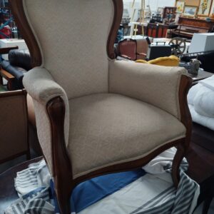 1 OF 2 Matching Classic Upholstered Wingback Armchair with Solid Wood Frame – High-Back Occasional Chair