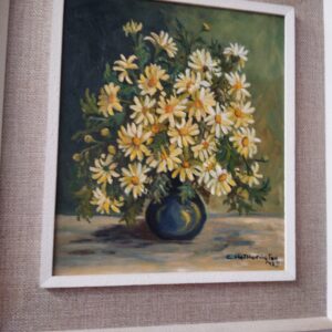 Original Signed Oil Painting – Floral Still Life with Daisies by C. Hetherington (1928)