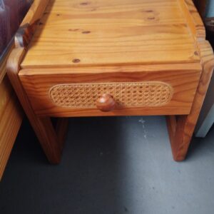 Solid Pine Bedside Pedestal with Cane-Inlay Drawer – Country Style
