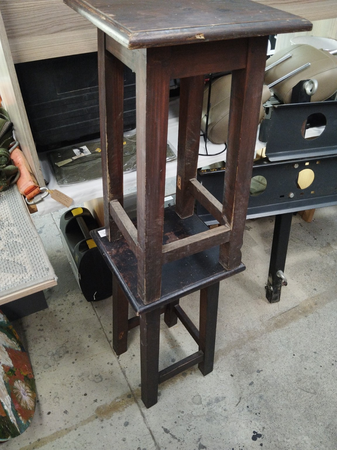 Pair of Solid Wood Pedestal Plant Stands / Display Tables