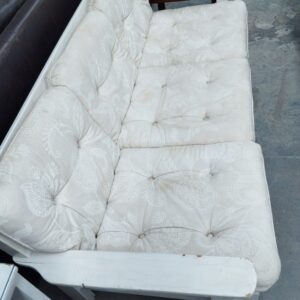 White Wooden 3-Seater Daybed / Bench Sofa with Tufted Cushions
