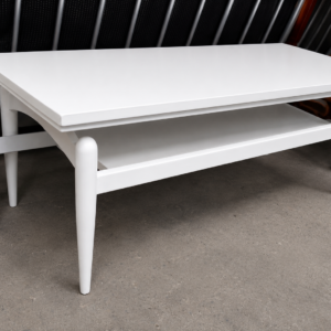 Contemporary White Coffee Table with Lower Display Shelf