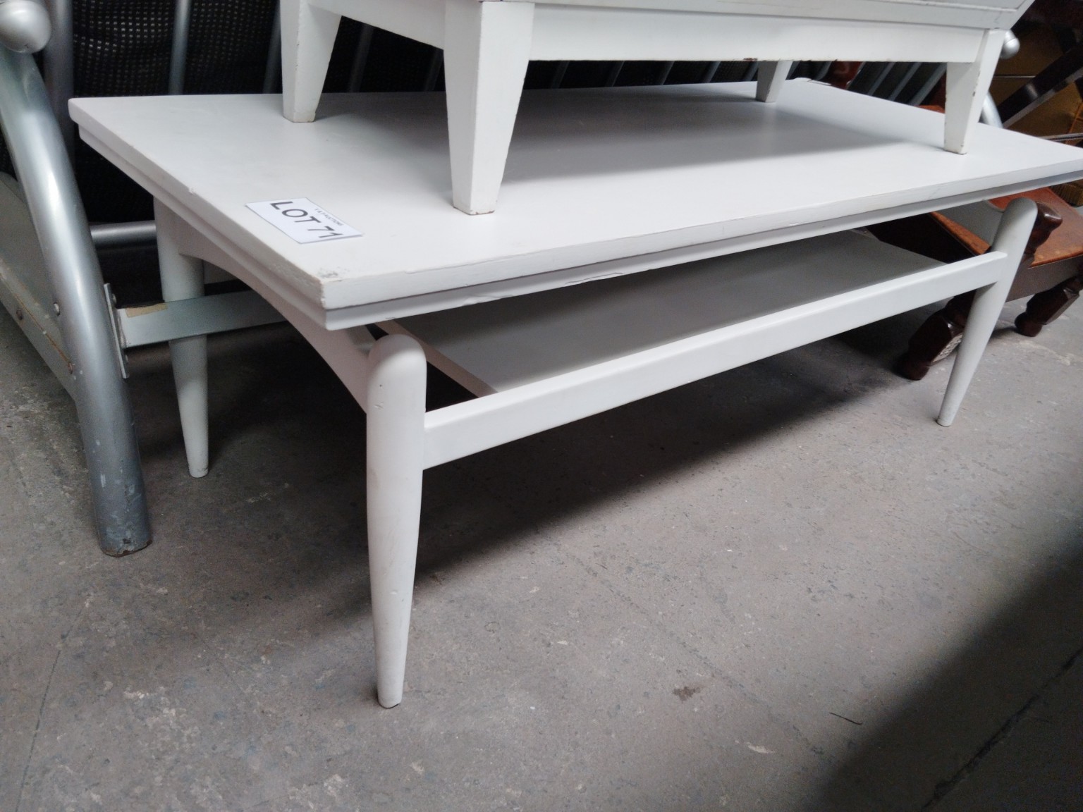 Contemporary White Coffee Table with Lower Display Shelf - Image 3
