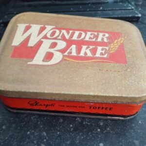 Vintage Wonder Bake Toffee Tin by Sharps – Advertising Storage Tin