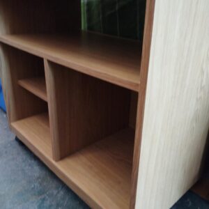 Modern laminated TV/entertainment stand or media cabinet on castors