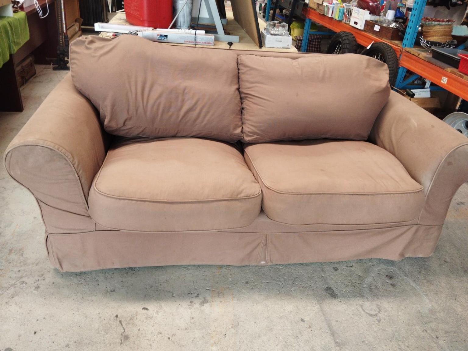 2-Seater Upholstered Fabric Sofa / Loveseat – Taupe
